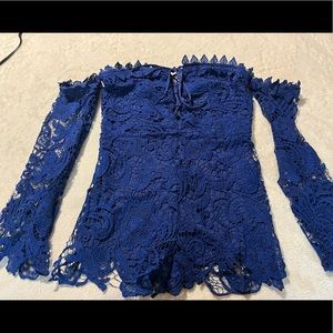 Blue lace romper